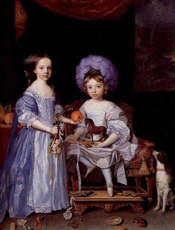 Painting by John Michael Wright of Catherine Cecil and James Cecil,